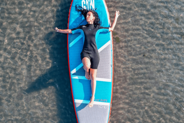 a pair of blue shoes